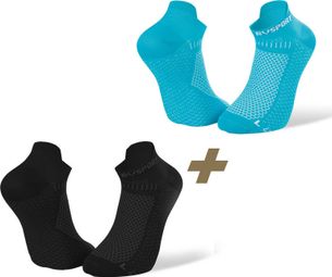 Paar BV Sport Light 3D Ultra Korte Sokken X2 Zwart Blauw