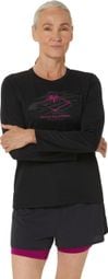 Maillot manches longues Femme Asics Fujitrail Logo Noir Rose