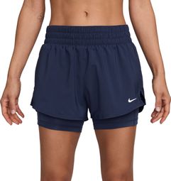Short 2-en-1 Nike One 3in Bleu Femme
