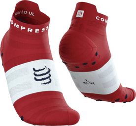 Chaussettes Compressport Pro Racing V4.0 Ultralight Run Low Rouge/Blanc