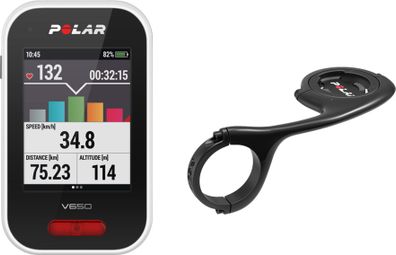 Kit Compteur GPS POLAR V650 Noir avec Cartographie + Support Déporté OFFERT