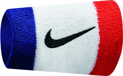 Nike Swoosh Double Wide Sponge Polsband (Paar) Blauw Wit Rood