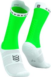 Chaussettes Compressport Pro Racing V4.0 Bike Vert/Blanc