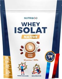 Whey Isolate Native - Prise de Masse et Musculation - Goût Café - 900gr