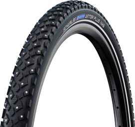 Pneu Ville Schwalbe Winter Plus 26'' Tubetype Rigide SmartGuard E-Bike E-25 Noir Réfléchissant 