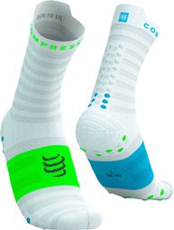 Compressport Pro Racing V4.0 Ultralight Run High Socken Weiß/Blau/Grün