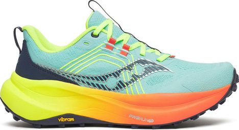 Saucony Xodus Ultra 4 Trailschoenen Blauw/Oranje/Geel Dames