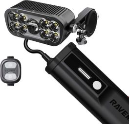 Éclairage avant Ravemen VTT/Voyage 9 LED  6000 Lumens  Batterie externe