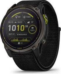 Montre GPS Garmin Enduro 3 Titane Carbon Gray DLC avec Bracelet UltraFit en Nylon Noir