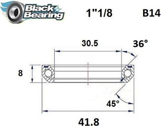 Roulement de Direction Black Bearing B14 30.5 x 41 8 x 8 mm 36°/45