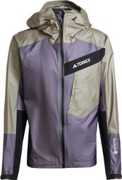 Veste imperméable Adidas Terrex TRK GTX Khaki Violet Homme