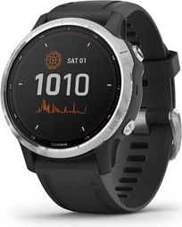 Garmin fenix 6S Solar GPS Reloj plateado con correa negra