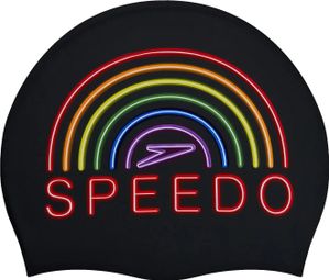Gorro de natación de silicona estampado Speedo Negro/Multicolor