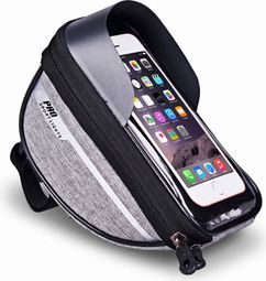 Sac De Guidon Amovible Vélo Avec Support Pour Téléphone Gris