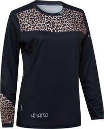 Dharco Women's Long Sleeve Leopard Jersey Zwart/Beige