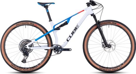 Cube AMS Zero99 C:68X SLX 29 Full Suspension MTB Sram GX Eagle AXS 12S 29'' Teamline Weiß Blau 2024