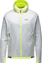 Veste à capuche Running imperméable Gore Wear R5 Gore-Tex Infinium Blanc/Jaune Fluo