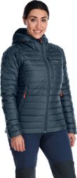 Lange Daunenjacke Damen RAB Microlight Alpine Blau