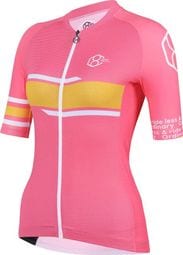 Maillot cycliste rose/multicolore pour femme manches courtes 8andCounting