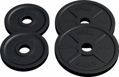 Disques Olympiques en fonte - 50/51 mm - Poids : 30 KG ( 2 X 5 KG ET 2 X 10 KG)