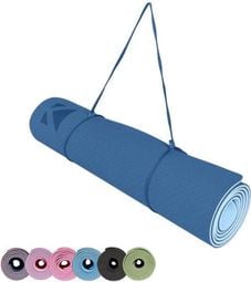 Tapis de Yoga Tapis de Sport Tapis Fitness avec Un Sangle 183 x 61 x 0 6 cm Marine bleu clair