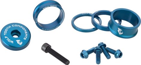 Wolf Tooth Anodized Color Kit (Headset Spacers, Stem Cap, Water Bottle Cage Bolts) Blue