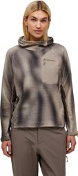 Peak Performance Freelight AOP Polartec Alpha-fleece met capuchon, beige/grijs, dames