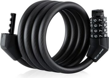 Antivol de Vélo  Câble Acier - Serrure à Code 4 Chiffres - noir