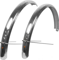 Paar VéloOrange Schutzbleche geriffelte Kotflügel 63 mm 700c Silber