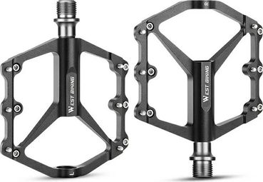 Pédales de vélo en alliage d'aluminium léger à 3 roulements  - noir