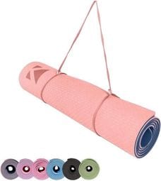 Tapis de Yoga Tapis de Sport Tapis Fitness avec Un Sangle 183 x 61 x 0 6 cm Rose marine