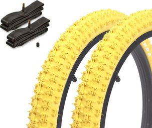 2x pneus BMX KENDA 20 pouces x 2 25 pouces jaune + chambre à air AV