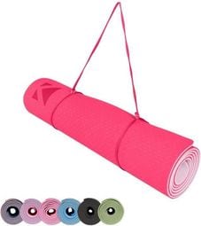 Tapis de Yoga Tapis de Sport Tapis Fitness avec Un Sangle 183 x 61 x 0 6 cm Rose rose