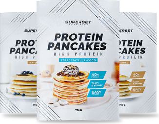 PANCAKES PROTEINES Natural (2X750G) PANCAKES PROTEINES Stracciatella-coco (1X750G)