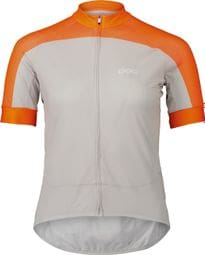 Dames Poc Essential Road Logo Short Sleeve Jersey Grijs/Oranje