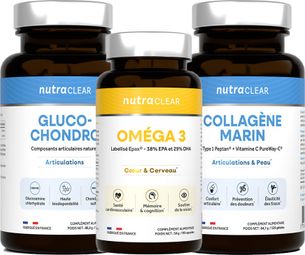 Pack Articulations - Collagène  Gluco-chondro  Oméga 3 - Nutraclear -  Pack Santé Mp