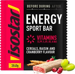 Barres énergétiques Isostar Energy Sport Bar Cranberry - 3x40g
