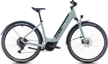 Cube Nuride Hybrid Performance 500 Allroad Easy Entry Bicicleta eléctrica híbrida Shimano Cues 9S 500 Wh 29'' Gris pantano Verde 2025