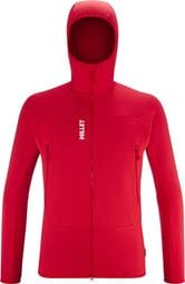 Forro polar con capucha Fusion Grid Rojo Mijo Hombre