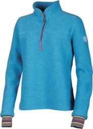 Pull en laine Ivanhoe pour femme Dina Demi-Zip Turquoise-bleu