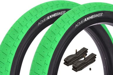 Set de pneus BMX ACME 20 pouces x 2 40 pouces + chambre à air AV KHE