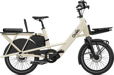 Bicicletta da carico elettrica O2feel Buzz 7.1 Shimano Nexus 5V 630 Wh 20'' Beige Bianco Meringa Pack Nomad