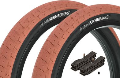 Set de pneus BMX ACME 20 pouces x 2 40 pouces marron + chambre à air AV KHE