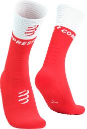 Chaussettes Compressport Mid Compression V2.0 Rouge/Blanc