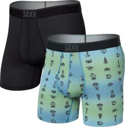 Boxer Saxx Quest Quick Dry Mesh Fly (Pack of 2) Camp Ombre Black/Gray