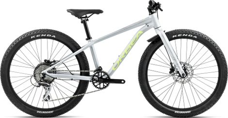 Orbea MX 24 Team Disc Kinder-Mountainbike mit Shimano 8-Gang-Schaltung, 24 Zoll, Silber, Halo, Limettengelb, 7–10 Jahre