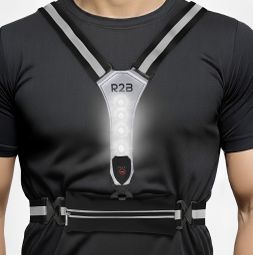 R2B Gilet de course rechargeable avec compartiment de rangement - Feux de route avant et arrière - Réfléchissant
