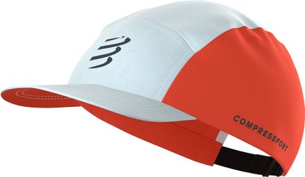 Gorra Compressport de 5 paneles, blanco/naranja