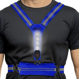 R2B Gilet de course rechargeable avec compartiment de rangement - Feux de route avant et arrière - Réfléchissant