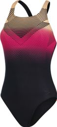 Speedo Digital Placement Medalist Damen Badeanzug Schwarz/Orange/Pink